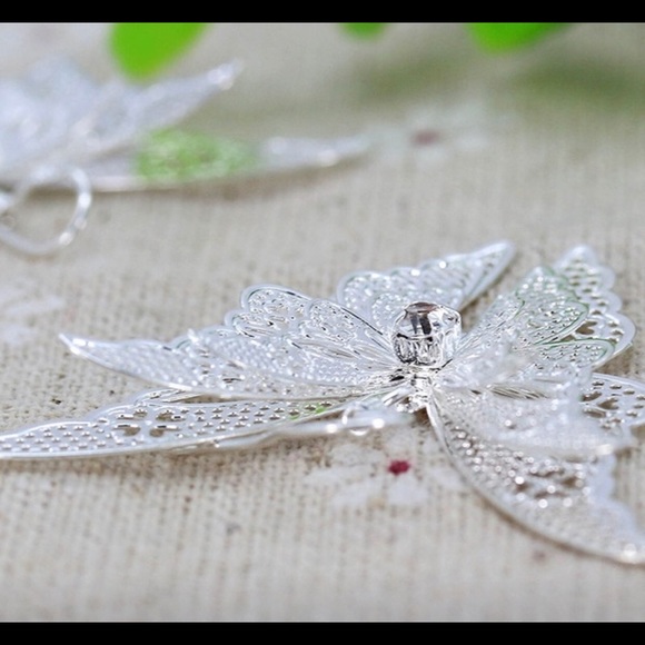 SOLD: Silver Plated Butterfly Hook Earrings - Picture 8 of 8